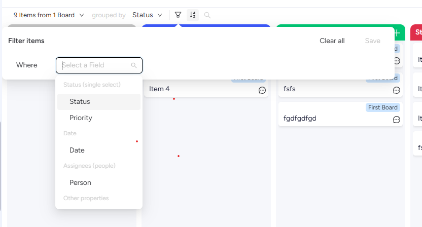 Filter and sort preview