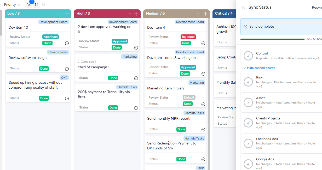 Realtime sync preview
